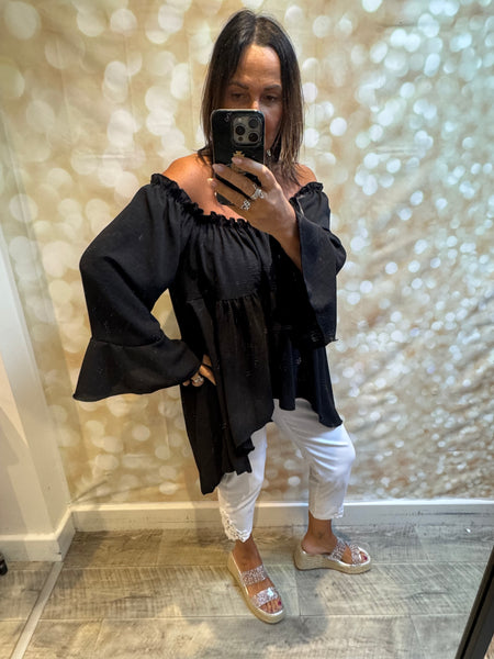 Bardot Hi Lo Top in crinkle fabric