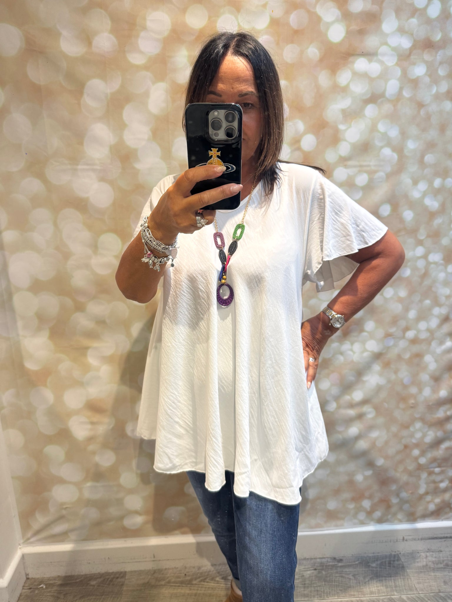 Swing Crinkle Top with Angel sleeves
