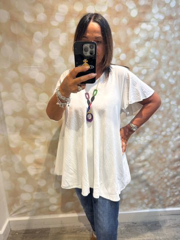 Swing Crinkle Top with Angel sleeves