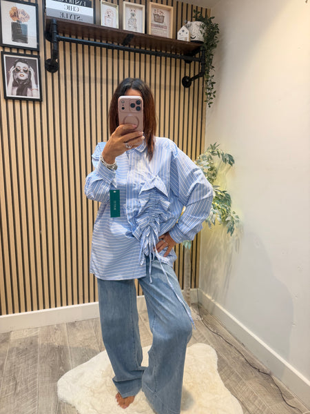 Pinstripe Rouched Front shirt