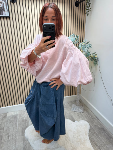 Studio Linen Puff sleeve Top