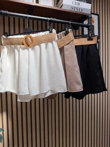 Crinkle Belted Shorts