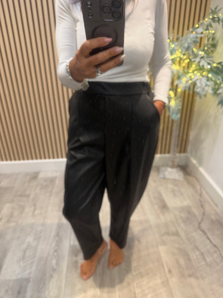 Studio Pleather Tapered Leg Trousers