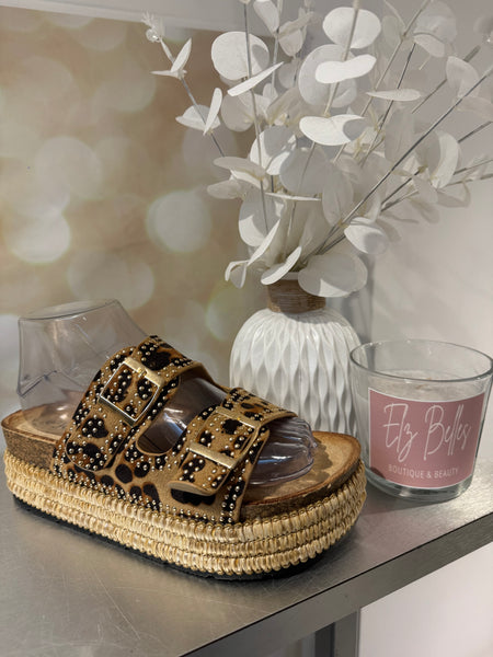 Leopard Double Strap Sandal