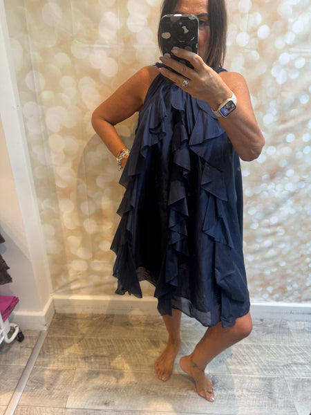 Studio Silky Halterneck Ruffle Dress