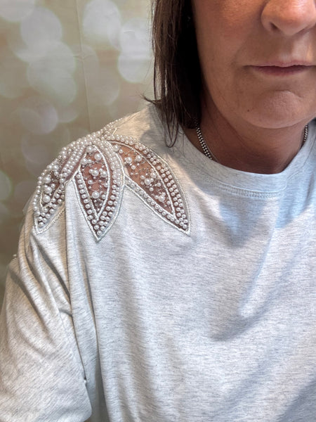 Embellished Shoulder T Shirt