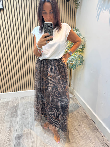 Tulle Printed Maxi Skirt