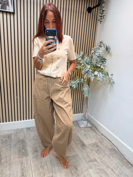 Canvas balloon leg trousers