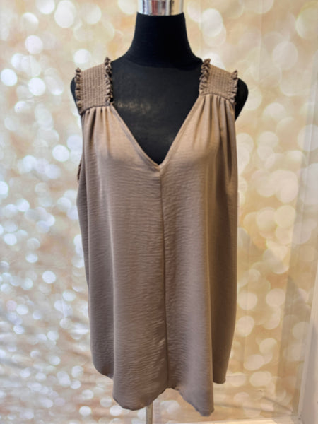 Shirred Shoulder Swing Vest