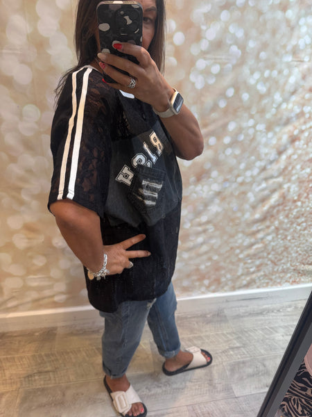 Lace / Denim Sporty T shirt