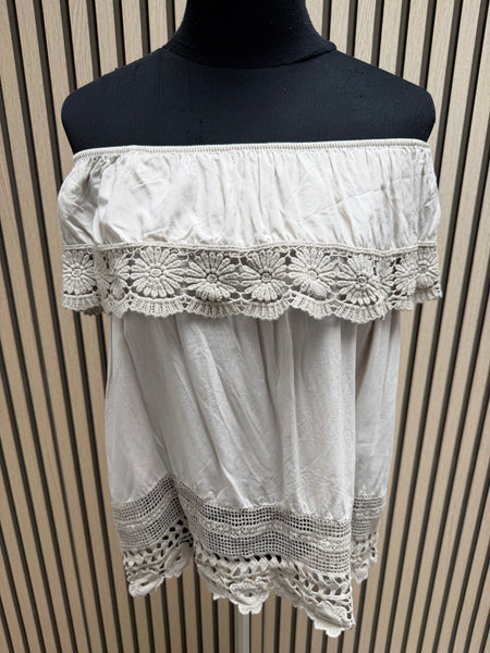 Bardot Top with crochet trim