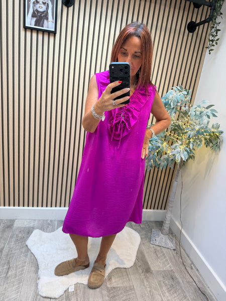 Crinkle Frill Front Dress