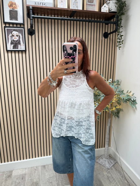 Lace shirred panel Top