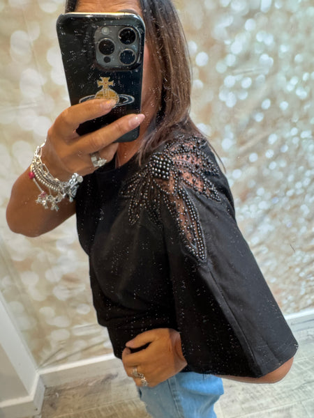 Embellished Shoulder T Shirt