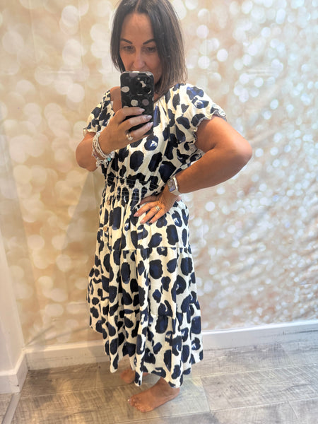 Leopard Bardot off the shoulder dress