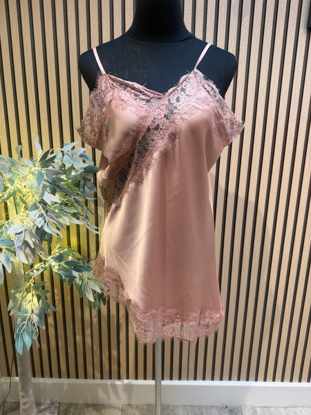 Studio Silky Cami Top with lace trim