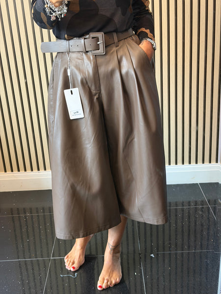 Pleather Belted  Culottes