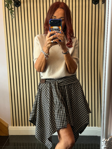 Checked Hanky Hem Skirt
