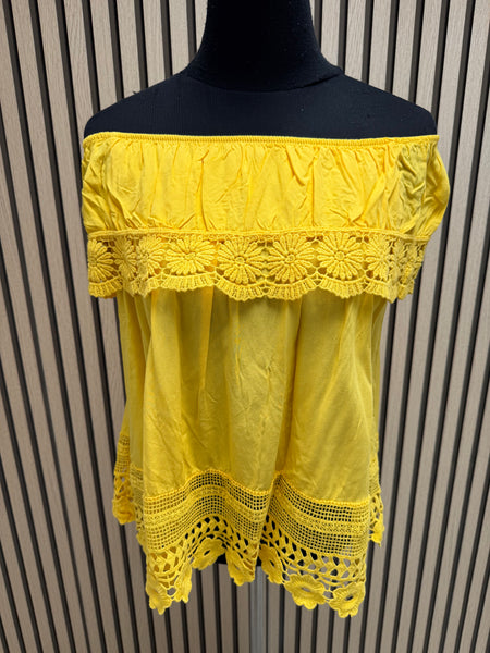 Bardot Top with crochet trim