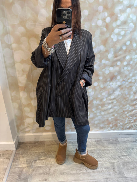 ID Oversized Pinstriped Blazer