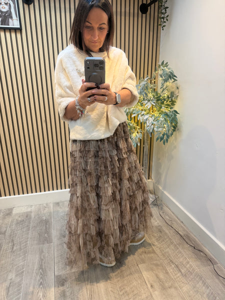 Tulle Tie Dye Tiered Maxi Skirt