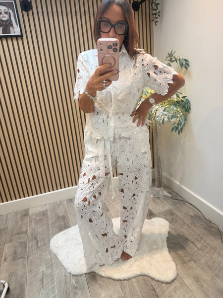 Lace 2 Piece Palazzo Trouser / Blouse  set