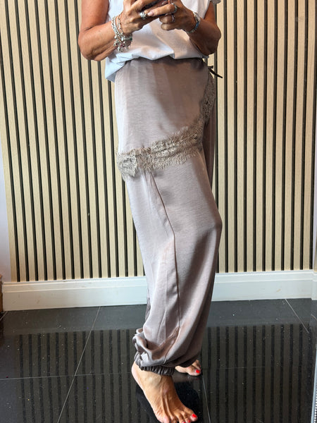 Studio Silky Balloon Trousers with Lace trim overlay