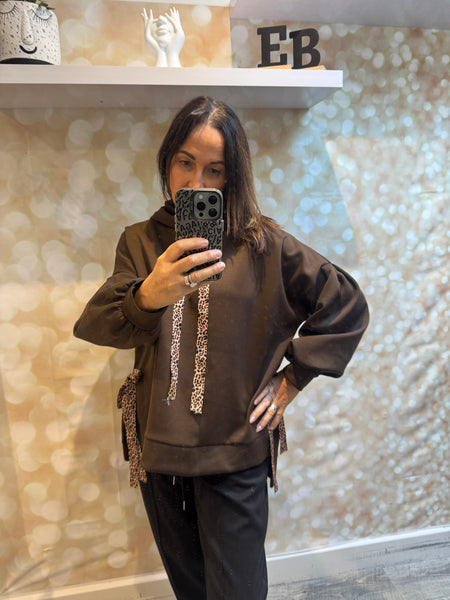 Studio Hooded Sweatshirt with leopard ties