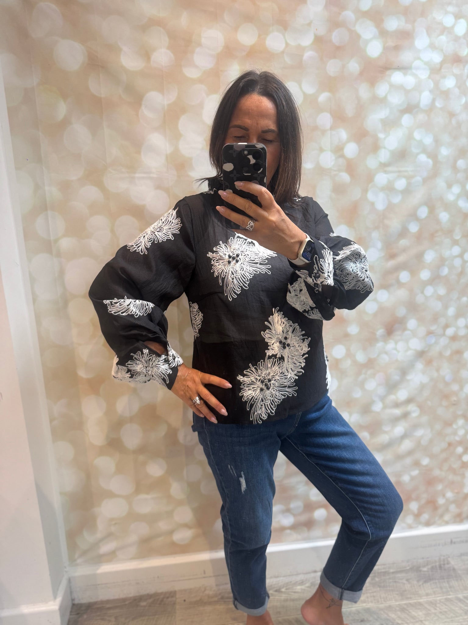 Silky Sheer Applique Top