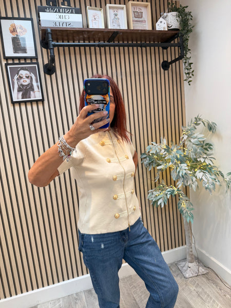 Fine knit short sleeve Military Top