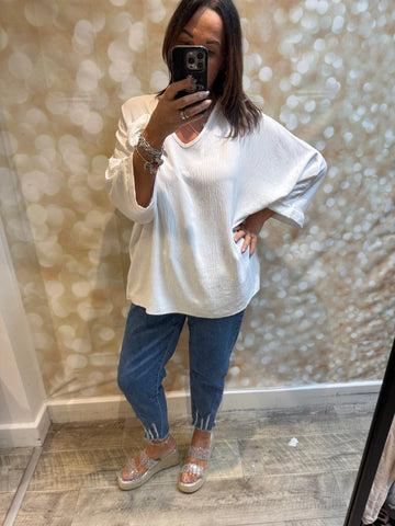 Crinkle Rosette Top