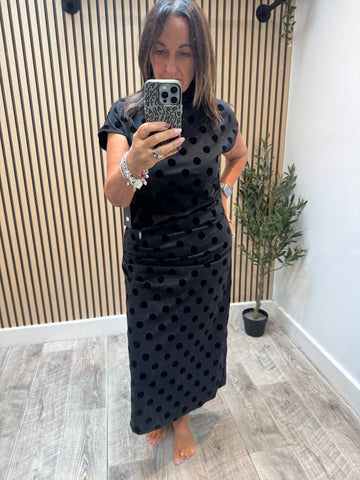Spotted High Neck Scuba Dress