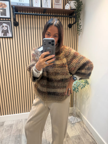 Stripe Chunky Knit Sparkly Jumper