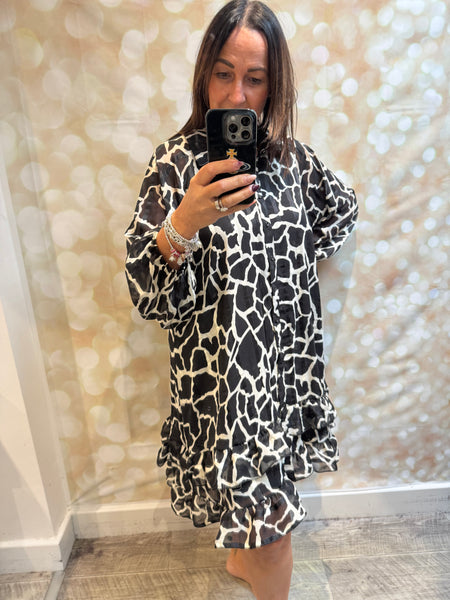 Studio Animal print dress with frill hem