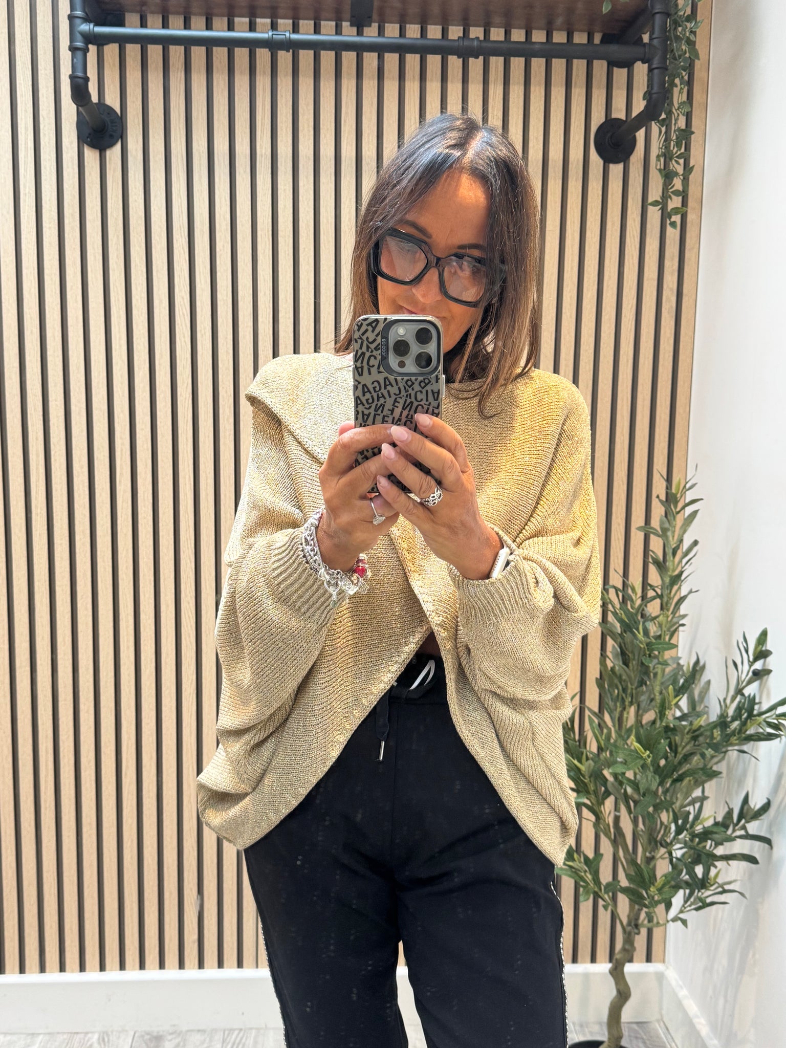 Studio Metallic Wrap Over Jumper