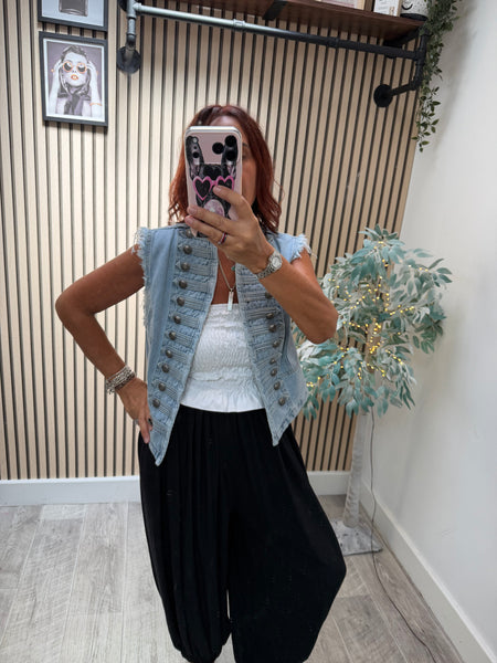 Denim Military Waistcoat