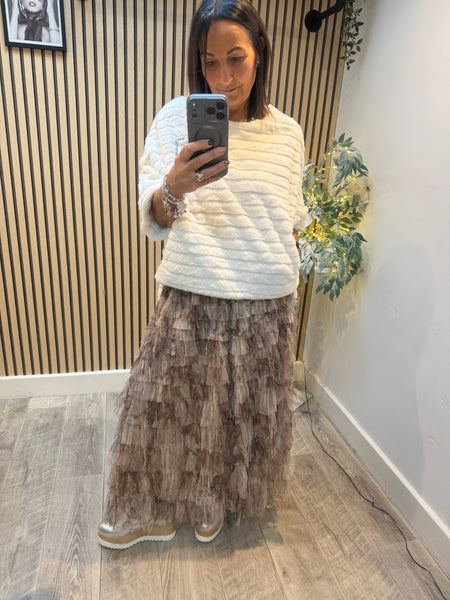 Soft Fur Top with Brooch