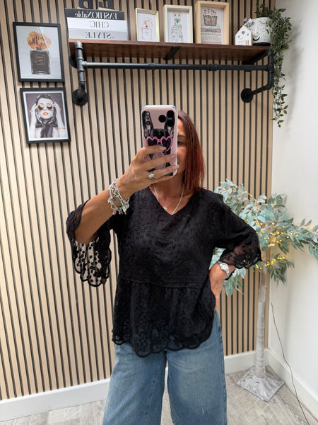 Embroidered / Lace V Neck Boho Top