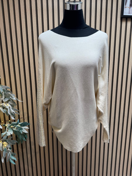 Soft Touch Jumper with Fishnet sleeves