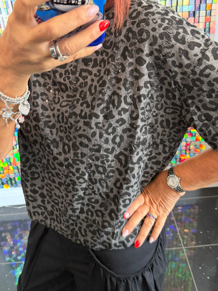Leopard Laddered  Boxy Top