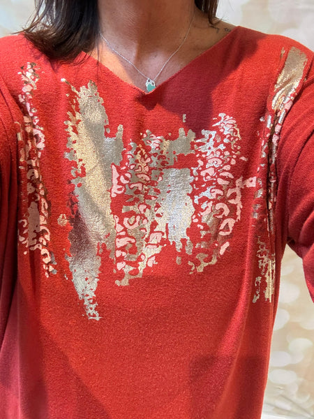 Soft touch leopard/metallic Jumper