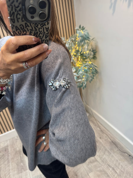 Embellished Balloon Sleeve Jumper