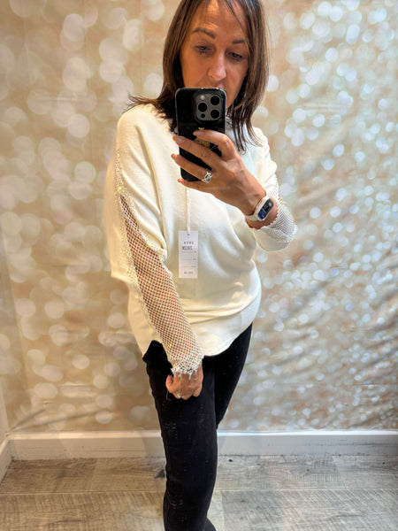 Soft Touch Jumper with Fishnet sleeves