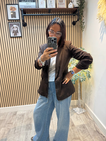 Rouched Sleeve Blazer