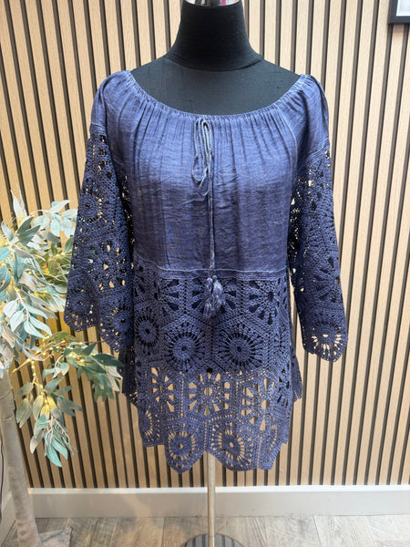 Bardot /Crochet Top