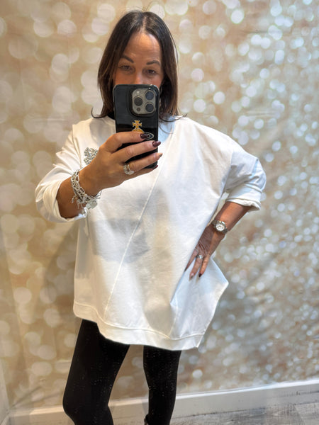 Scuba Sweatshirt with diamante bow