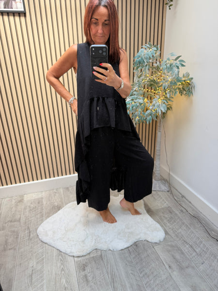 Crinkle cuffed  trousers /Hi Lo Top
