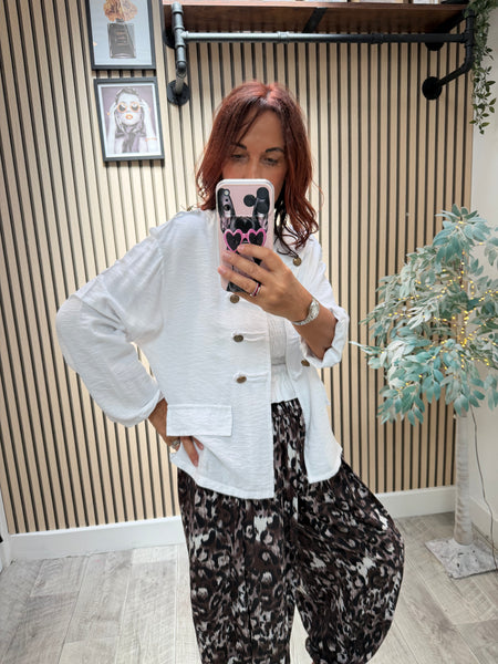 Military Jacket in Crinkle Fabric