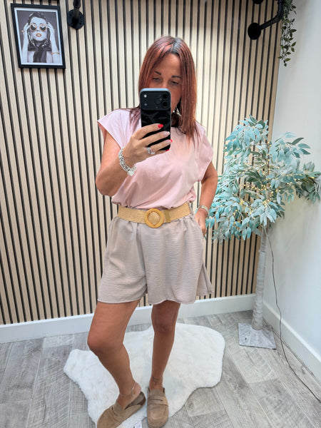 Crinkle Belted Shorts