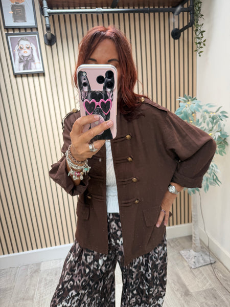 Military Jacket in Crinkle Fabric